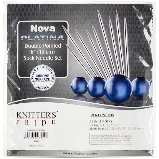 Knitter&#x27;s Pride&#x2122; 6&#x22; Nova Platina Socks Kit Double Pointed Knitting Needles Set